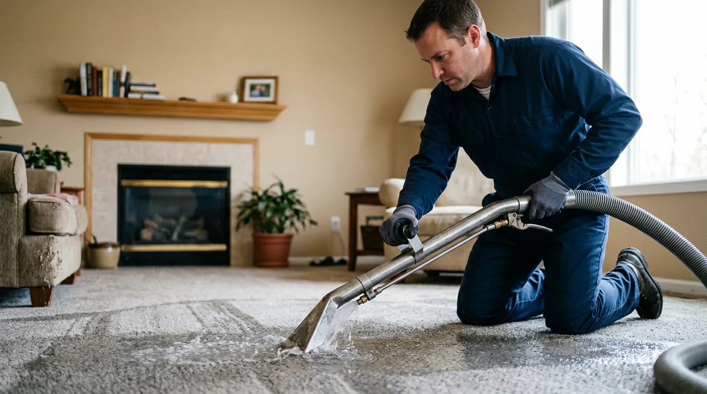 Water damage restoration technician working near Encino, TX